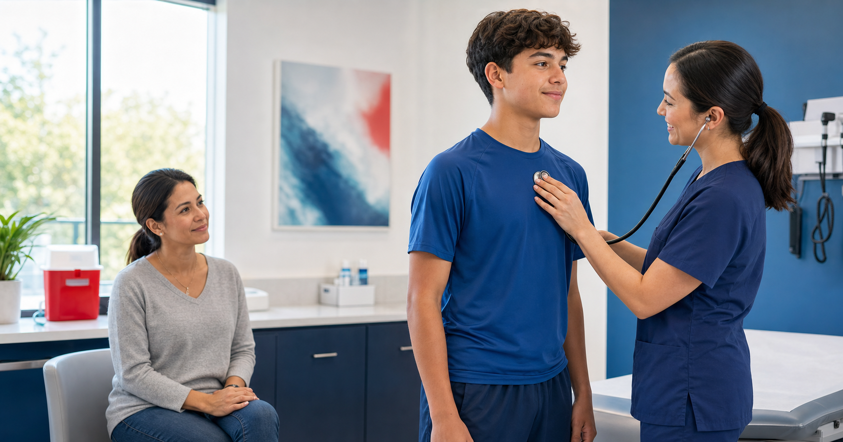 Teen athlete receiving a back-to-school sports physical at 209 Urgent Care in Modesto